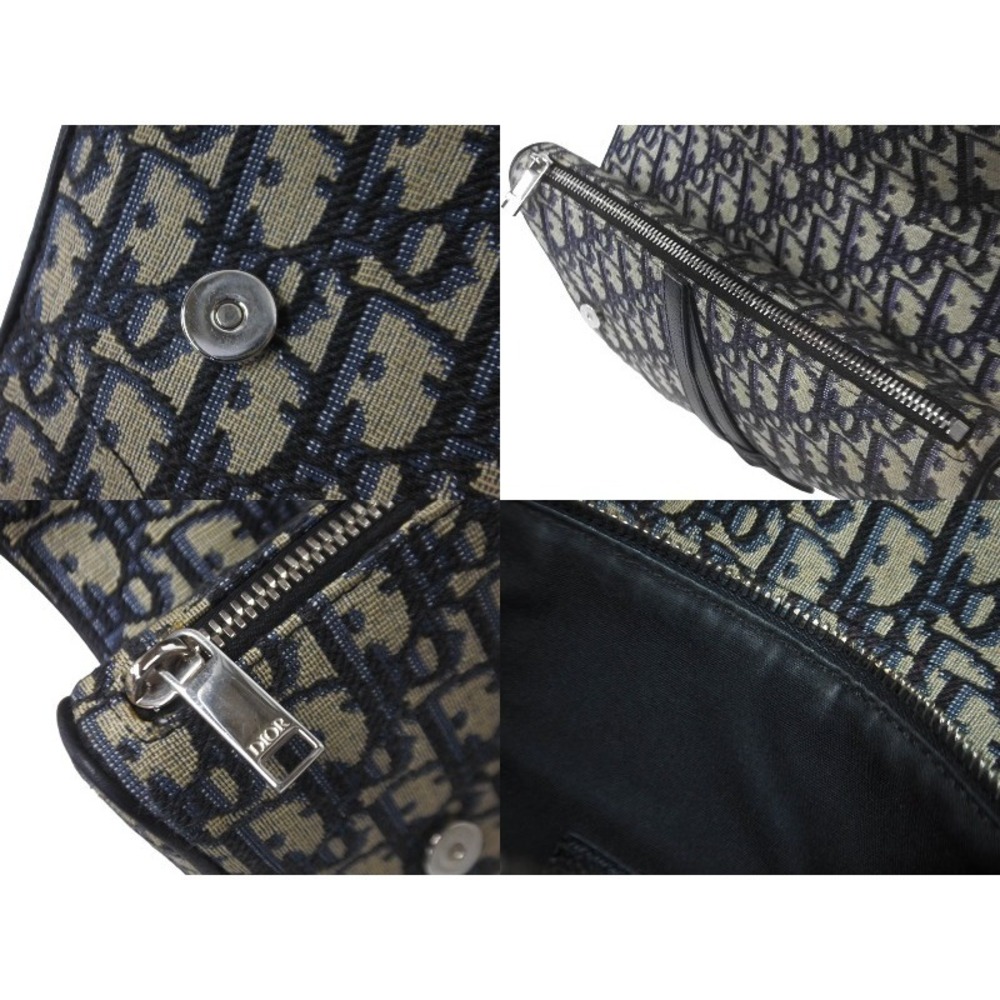 Dior Saddle Bag Body Oblique Beige Tan Navy Blue - Picture 6 of 9